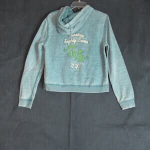 Aeropostale Hoodie Womens XL Teal Rustic Sweatshirt Long Sleeve Pullover Grunge